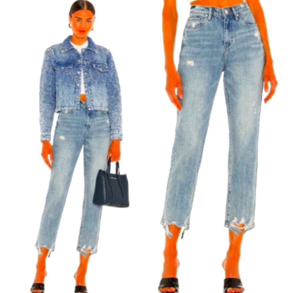 BLANKNYC WOMENS THE MADISON CROP HIGH RISE DISTRESSED JEANS SIZE 27 NEW